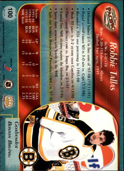 B5135- 1998-99 Pacific Hockey Cards 1-250 +Rookies -You Pick- 15+ FREE US SHIP - Picture 165 of 427