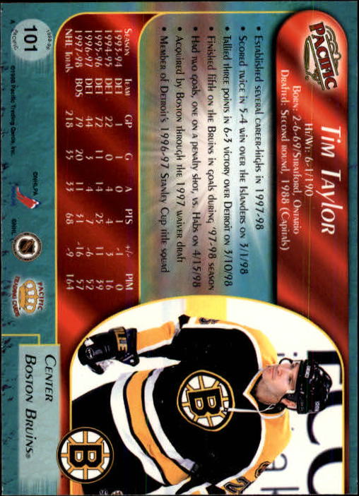 B5135- 1998-99 Pacific Hockey Cards 1-250 +Rookies -You Pick- 15+ FREE US SHIP - Picture 167 of 427