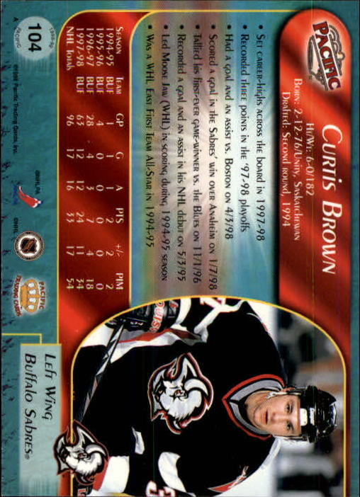 B5135- 1998-99 Pacific Hockey Cards 1-250 +Rookies -You Pick- 15+ FREE US SHIP - Picture 173 of 427