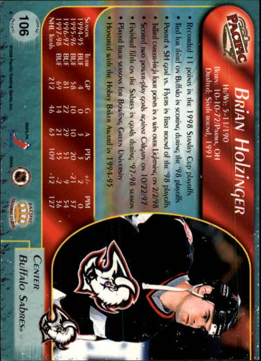 B5135- 1998-99 Pacific Hockey Cards 1-250 +Rookies -You Pick- 15+ FREE US SHIP - Picture 177 of 427