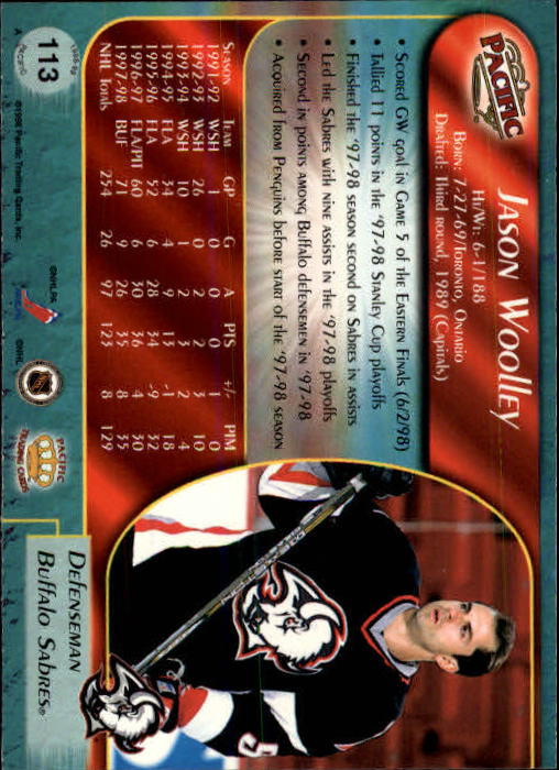 B5135- 1998-99 Pacific Hockey Cards 1-250 +Rookies -You Pick- 15+ FREE US SHIP - Picture 183 of 427