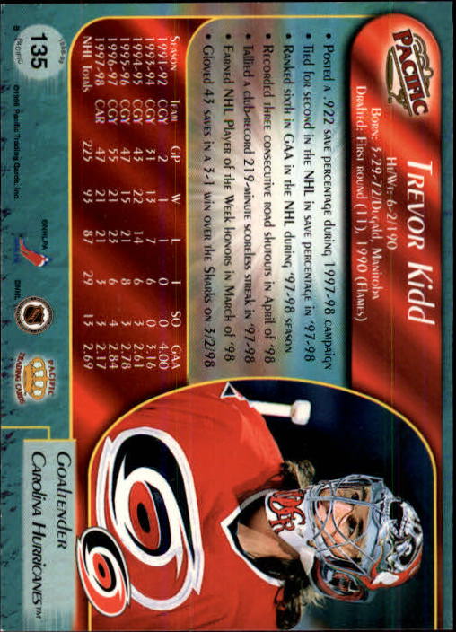 B5135- 1998-99 Pacific Hockey Cards 1-250 +Rookies -You Pick- 15+ FREE US SHIP - Picture 225 of 427