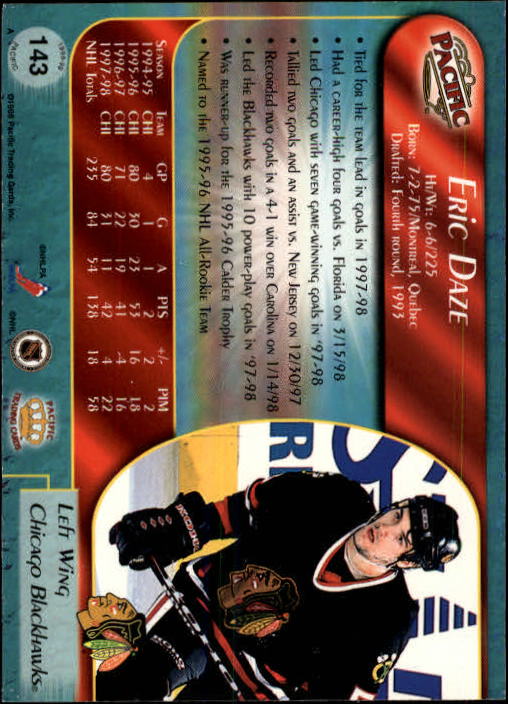 B5135- 1998-99 Pacific Hockey Cards 1-250 +Rookies -You Pick- 15+ FREE US SHIP - Picture 241 of 427
