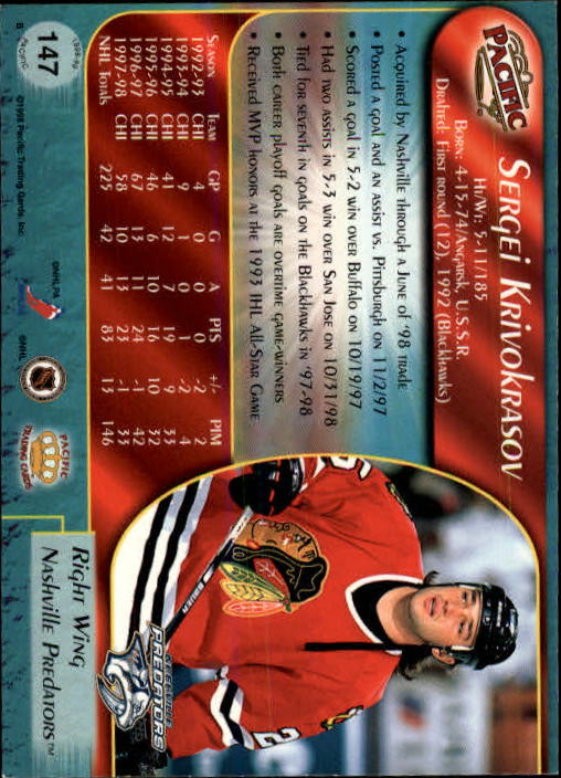 B5135- 1998-99 Pacific Hockey Cards 1-250 +Rookies -You Pick- 15+ FREE US SHIP - Picture 249 of 427