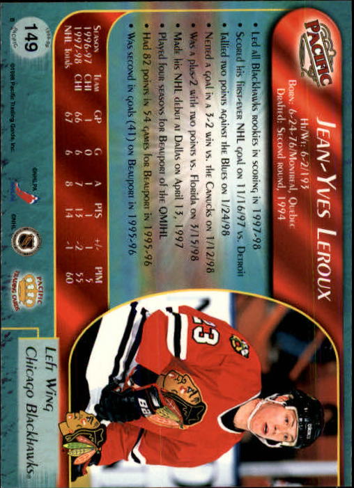 B5135- 1998-99 Pacific Hockey Cards 1-250 +Rookies -You Pick- 15+ FREE US SHIP - Picture 253 of 427