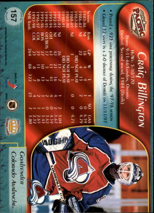 B5135- 1998-99 Pacific Hockey Cards 1-250 +Rookies -You Pick- 15+ FREE US SHIP - Picture 269 of 427