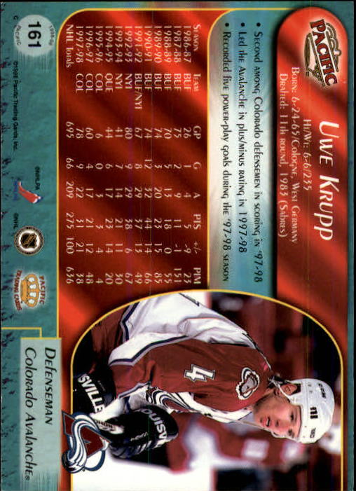 B5135- 1998-99 Pacific Hockey Cards 1-250 +Rookies -You Pick- 15+ FREE US SHIP - Picture 277 of 427