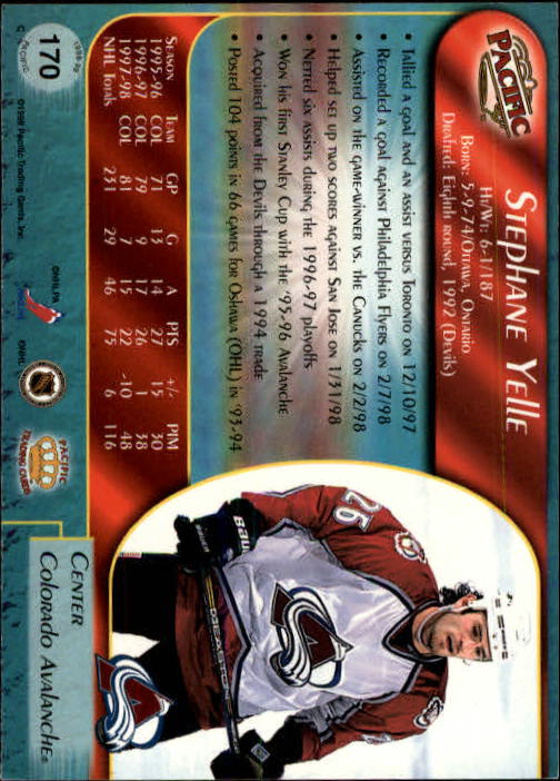 B5135- 1998-99 Pacific Hockey Cards 1-250 +Rookies -You Pick- 15+ FREE US SHIP - Picture 293 of 427