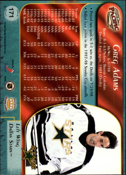 B5135- 1998-99 Pacific Hockey Cards 1-250 +Rookies -You Pick- 15+ FREE US SHIP - Picture 295 of 427