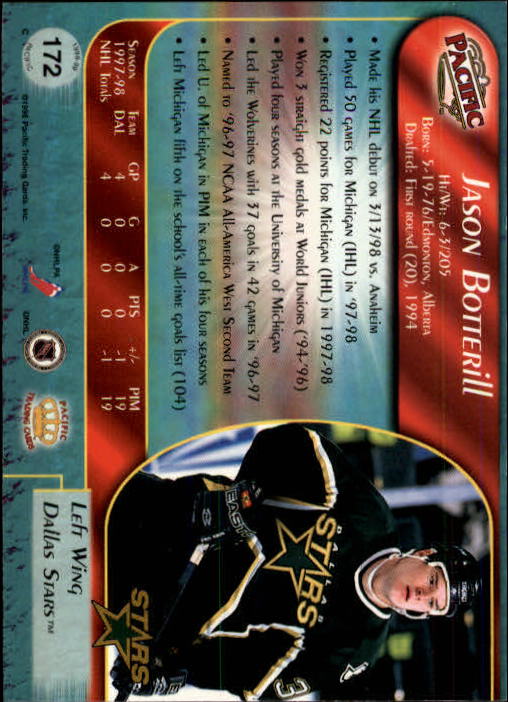 B5135- 1998-99 Pacific Hockey Cards 1-250 +Rookies -You Pick- 15+ FREE US SHIP - Picture 297 of 427