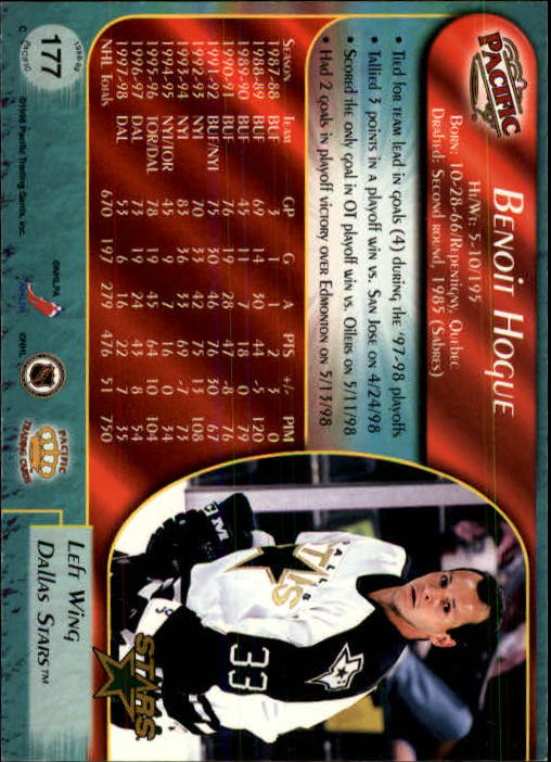 B5135- 1998-99 Pacific Hockey Cards 1-250 +Rookies -You Pick- 15+ FREE US SHIP - Picture 299 of 427