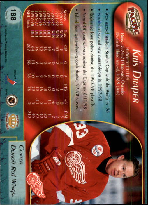 B5135- 1998-99 Pacific Hockey Cards 1-250 +Rookies -You Pick- 15+ FREE US SHIP - Picture 315 of 427