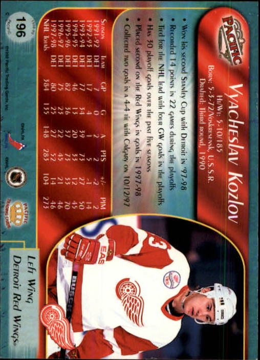 B5135- 1998-99 Pacific Hockey Cards 1-250 +Rookies -You Pick- 15+ FREE US SHIP - Picture 331 of 427