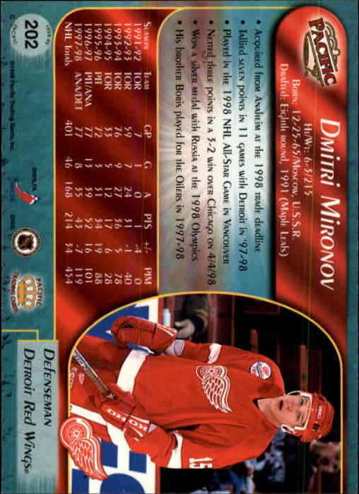 B5135- 1998-99 Pacific Hockey Cards 1-250 +Rookies -You Pick- 15+ FREE US SHIP - Picture 341 of 427