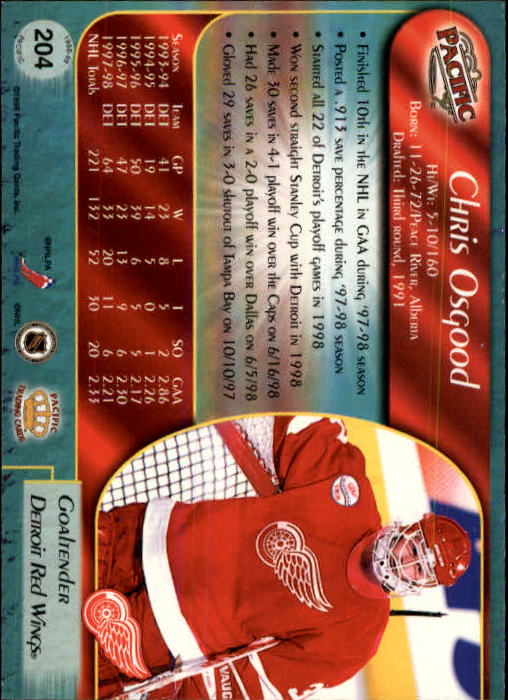 B5135- 1998-99 Pacific Hockey Cards 1-250 +Rookies -You Pick- 15+ FREE US SHIP - Picture 345 of 427