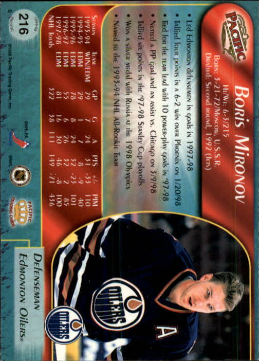 B5135- 1998-99 Pacific Hockey Cards 1-250 +Rookies -You Pick- 15+ FREE US SHIP - Picture 367 of 427