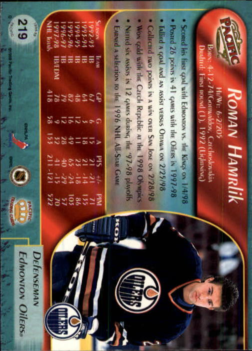 B5135- 1998-99 Pacific Hockey Cards 1-250 +Rookies -You Pick- 15+ FREE US SHIP - Picture 373 of 427