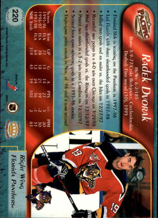 B5135- 1998-99 Pacific Hockey Cards 1-250 +Rookies -You Pick- 15+ FREE US SHIP - Picture 375 of 427