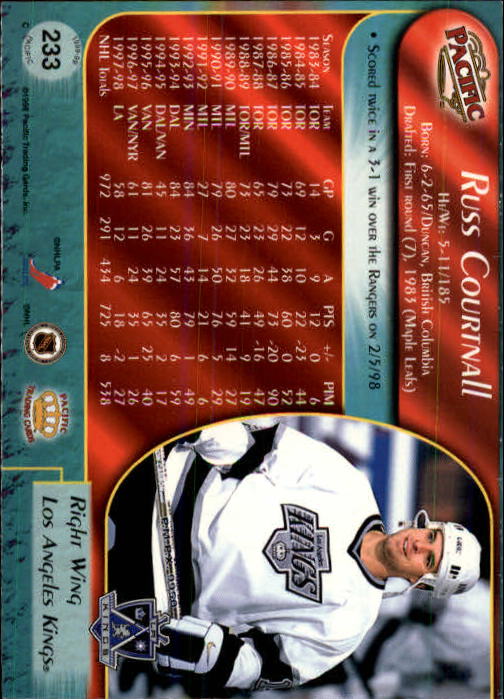 1998-99 Pacific #233 Russ Courtnall back image