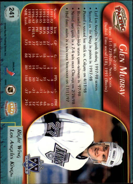 B5135- 1998-99 Pacific Hockey Cards 1-250 +Rookies -You Pick- 15+ FREE US SHIP - Picture 409 of 427