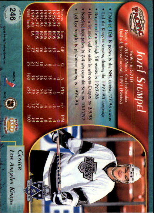 B5135- 1998-99 Pacific Hockey Cards 1-250 +Rookies -You Pick- 15+ FREE US SHIP - Picture 419 of 427