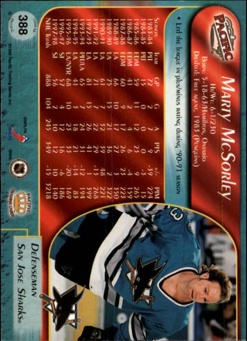 1998-99 Pacific #388 Marty McSorley back image