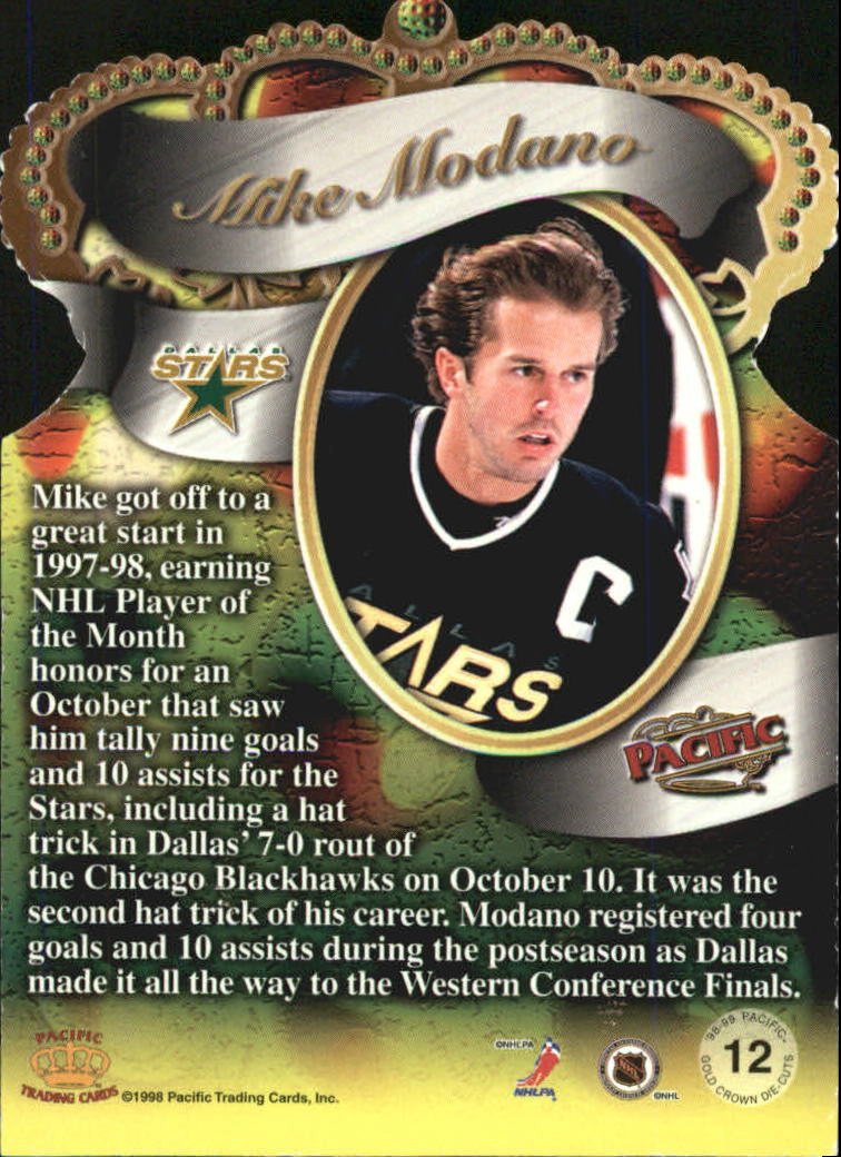 1998-99 Pacific Gold Crown Die-Cuts #12 Mike Modano back image