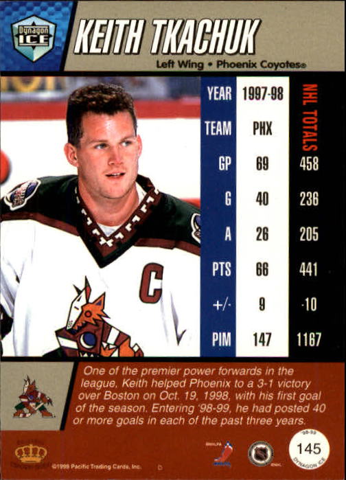 1998-99 Pacific Dynagon Ice #145 Keith Tkachuk back image
