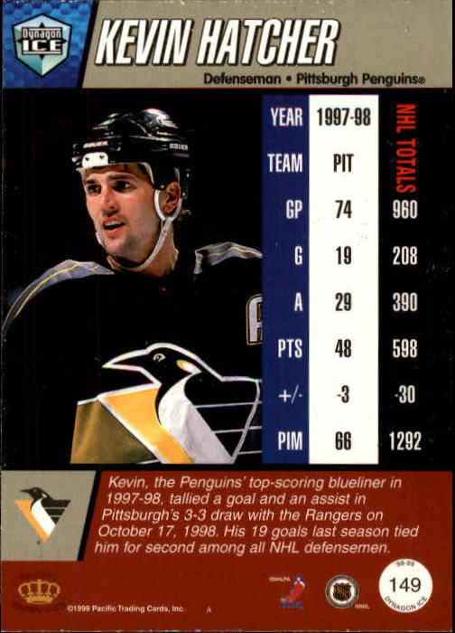 1998-99 Pacific Dynagon Ice #149 Kevin Hatcher back image