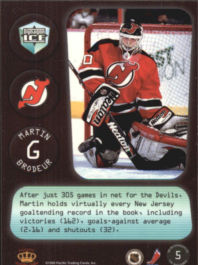 1998-99 Pacific Dynagon Ice Watchmen #5 Martin Brodeur back image