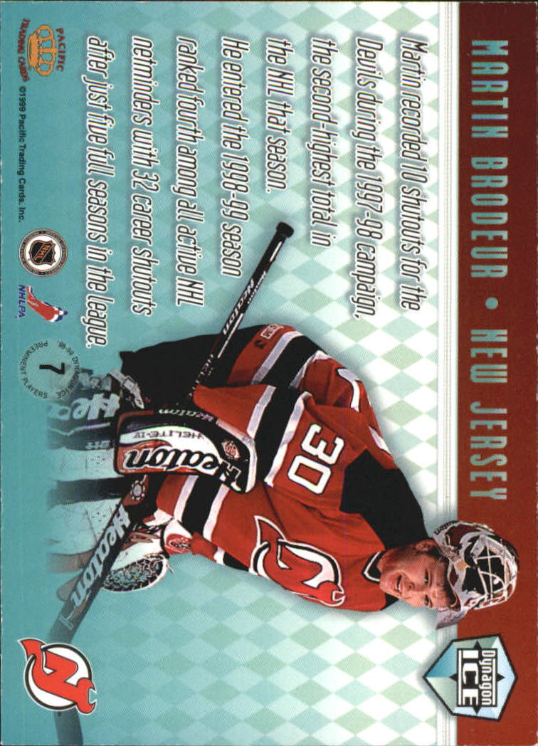 1998-99 Pacific Dynagon Ice Preeminent Players #7 Martin Brodeur back image