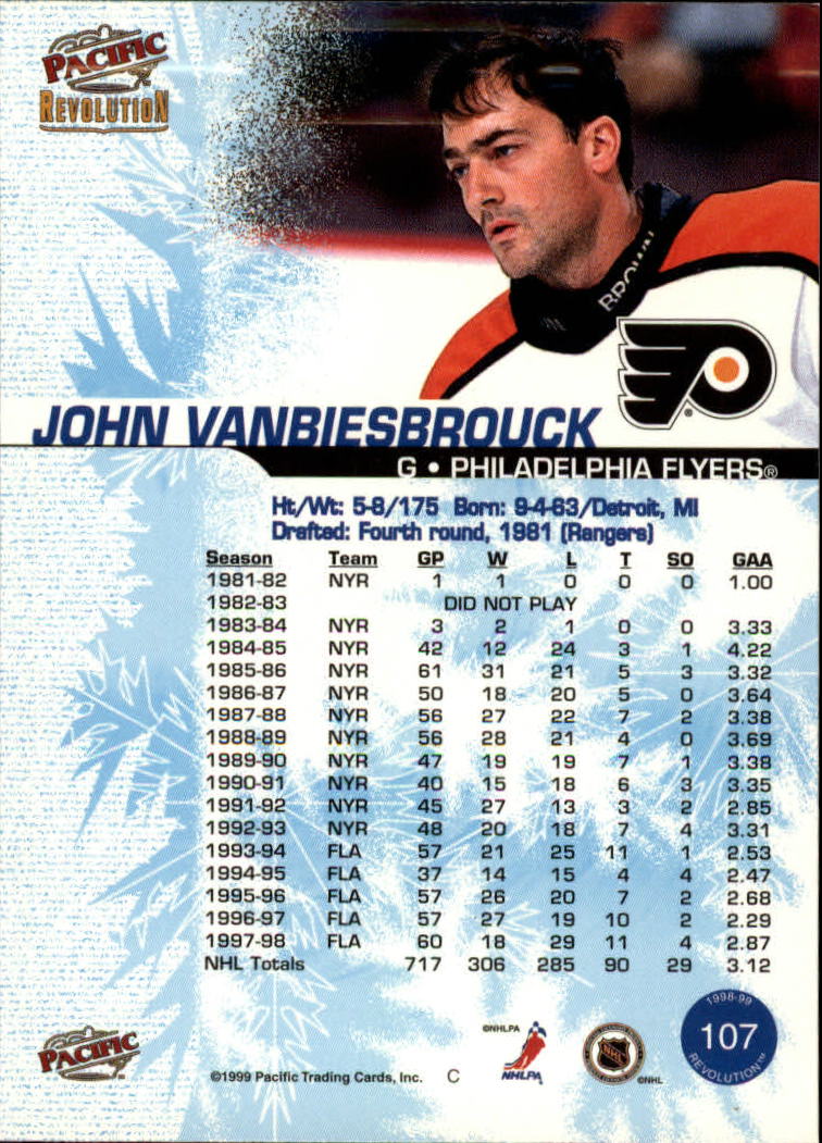 1998-99 Revolution #107 John Vanbiesbrouck back image