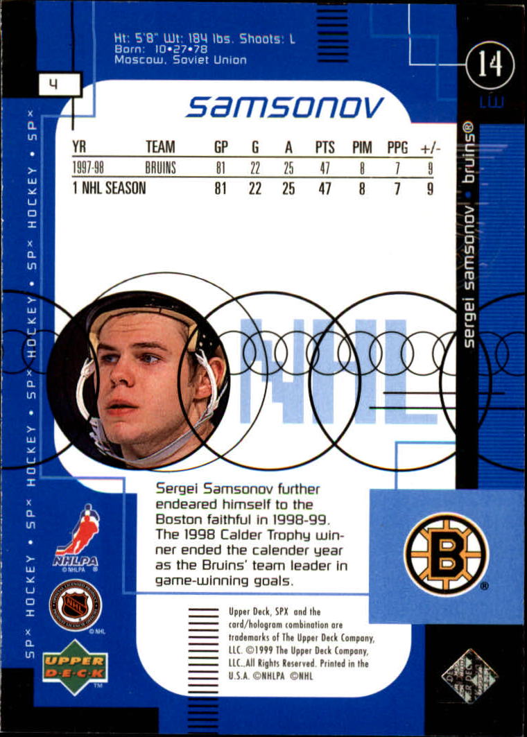 1998-99 SPx Top Prospects #4 Sergei Samsonov back image
