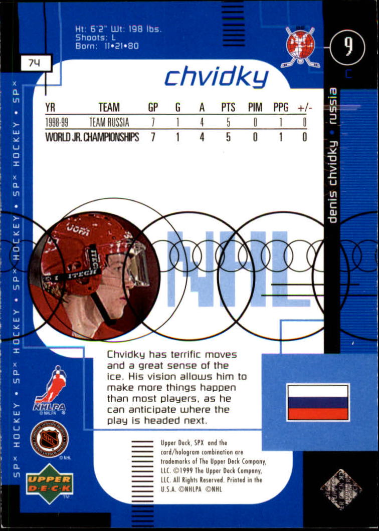 1998-99 SPx Top Prospects #74 Denis Shvidki back image
