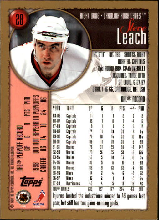 1998-99 Topps #28 Steve Leach back image