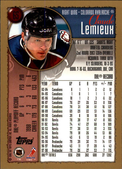 A3939- 1998-99 Topps Hockey Card #s 1-242 +Rookies -You Pick- 15+ FREE US SHIP - Picture 27 of 81
