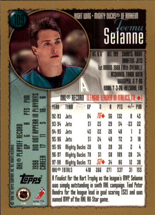 A3939- 1998-99 Topps Hockey Card #s 1-242 +Rookies -You Pick- 15+ FREE US SHIP - Picture 41 of 81