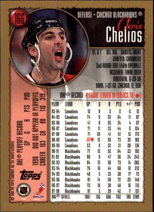 1998-99 Topps #166 Chris Chelios back image