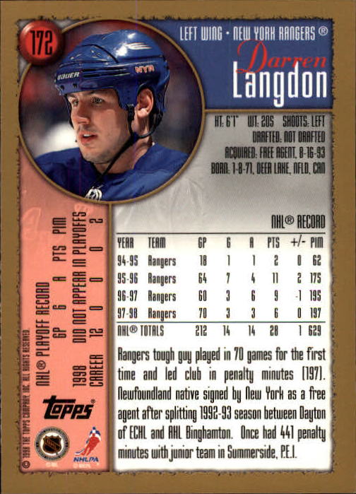 A3939- 1998-99 Topps Hockey Card #s 1-242 +Rookies -You Pick- 15+ FREE US SHIP - Picture 57 of 81