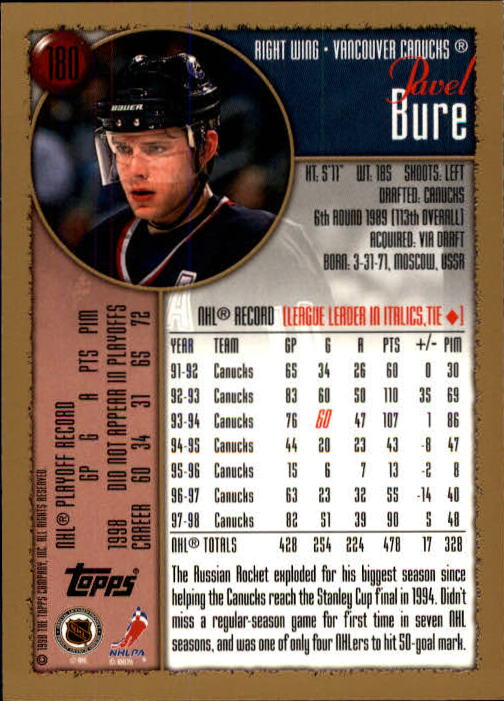 A3939- 1998-99 Topps Hockey Card #s 1-242 +Rookies -You Pick- 15+ FREE US SHIP - Picture 59 of 81