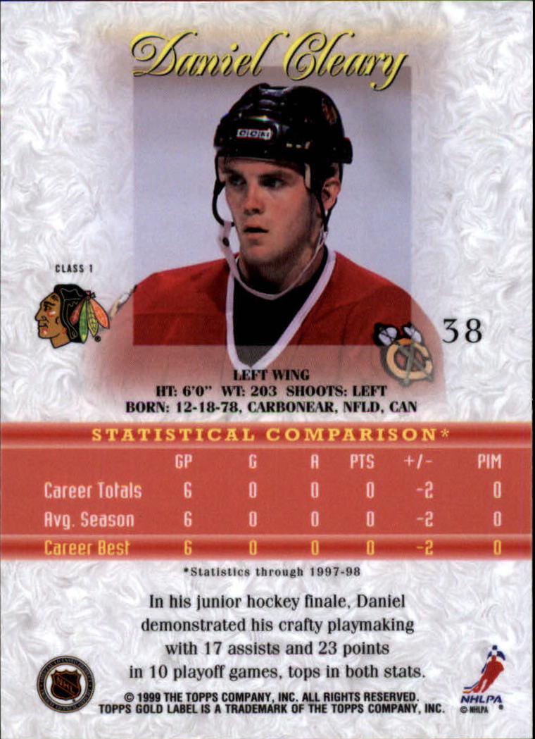 1998-99 Topps Gold Label Class 1 #38 Daniel Cleary back image