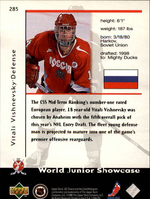 1998-99 UD Choice #285 Vitali Vishnevsky back image