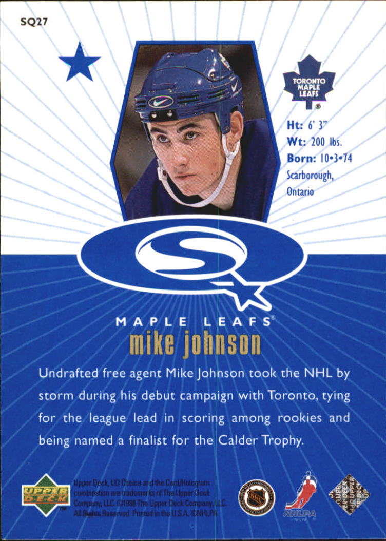 1998-99 UD Choice StarQuest Blue #SQ27 Mike Johnson back image