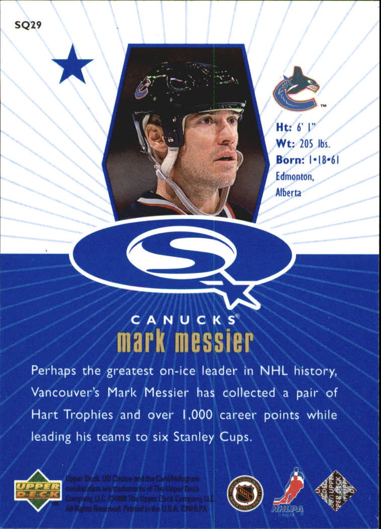 1998-99 UD Choice StarQuest Blue #SQ29 Mark Messier back image