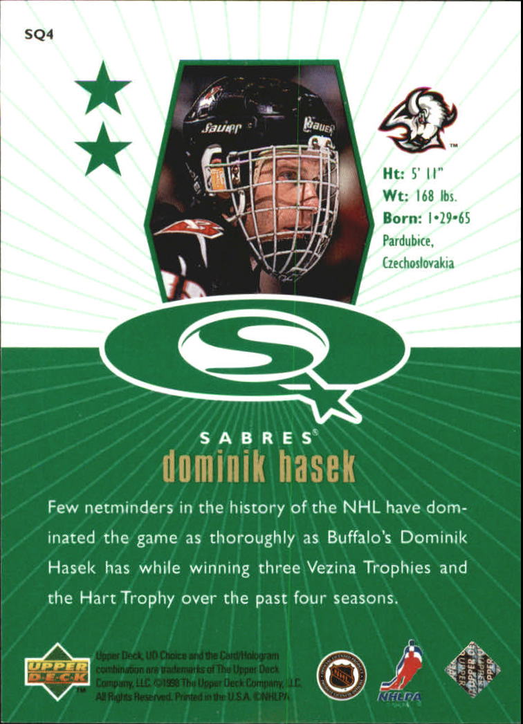 1998-99 UD Choice StarQuest Green #SQ4 Dominik Hasek back image