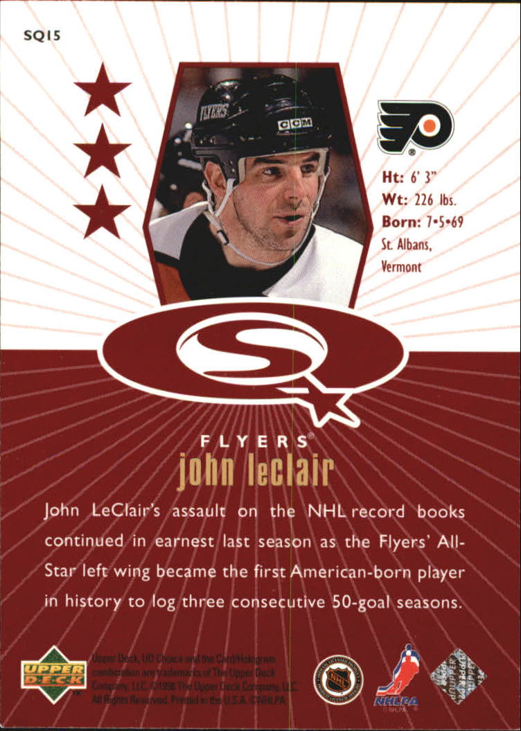 1998-99 UD Choice StarQuest Red #SQ15 John LeClair back image