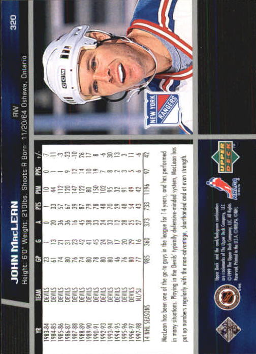 B1597- 1998-99 Upper Deck Hk Cards 1-420 +Rookies -You Pick- 15+ FREE US SHIP - Picture 295 of 449