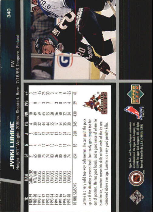B1597- 1998-99 Upper Deck Hk Cards 1-420 +Rookies -You Pick- 15+ FREE US SHIP - Picture 333 of 449
