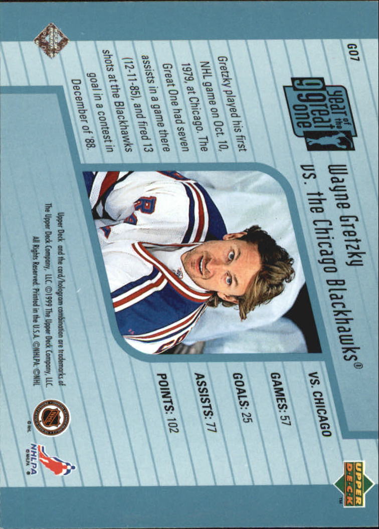 1998-99 Upper Deck Year of the Great One #GO7 Wayne Gretzky back image
