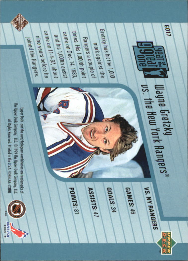 1998-99 Upper Deck Year of the Great One #GO17 Wayne Gretzky back image